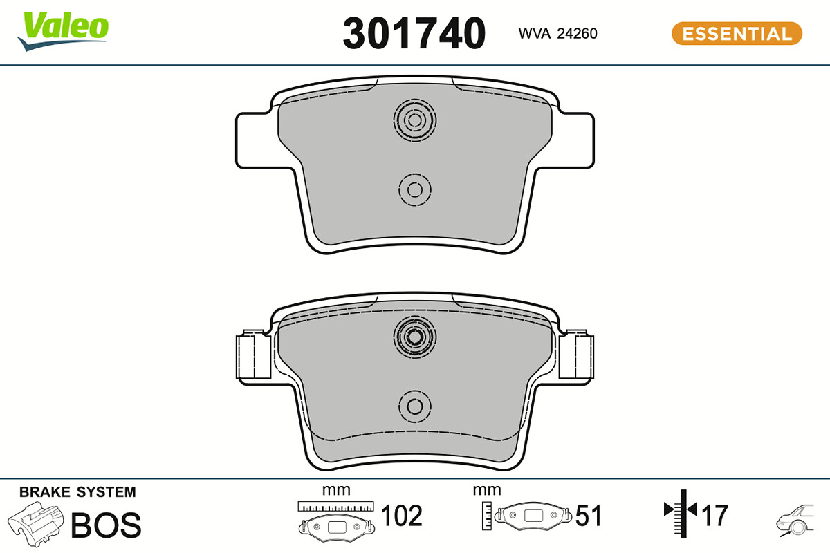 Jogo de 4 pastilhas de travão VALEO ref. 301740
